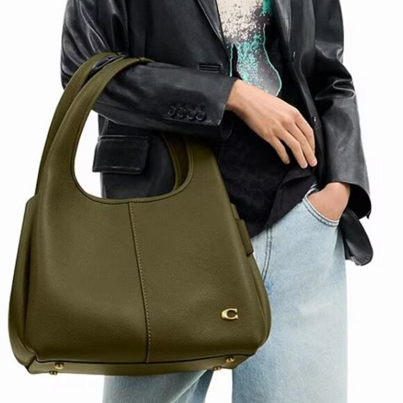 Coach Large Lana Shoulder Bag Olive Green with Gold Hardware - Picture 3 of 12
